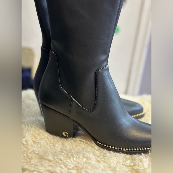 Coach Over-the-Knee Black Leather Boots - Picture 7 of 9